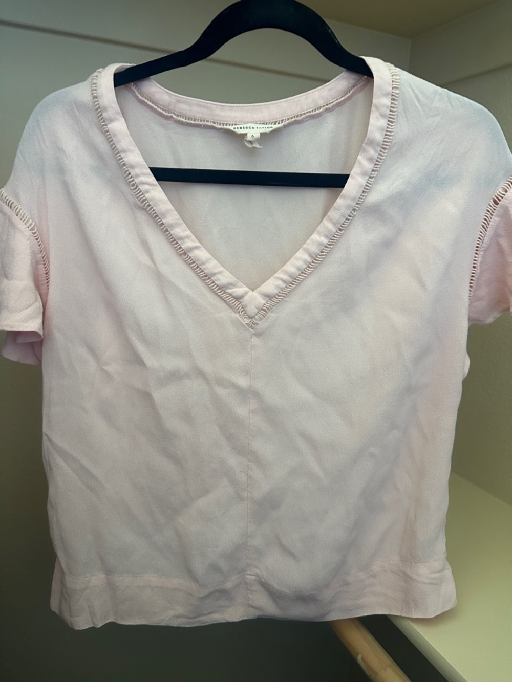 Rebecca Taylor Light Pink/peach V-Neck Women's Top